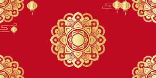 红色喜庆新年春节虎年吉祥图案节日展板背景新年春节虎年过年